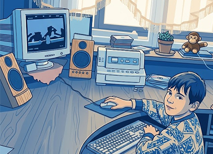 Young Lukas with his first computer